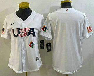 Women%27s USA Baseball Blank 2023 White World Baseball Classic Stitched Jersey->chicago cubs->MLB Jersey